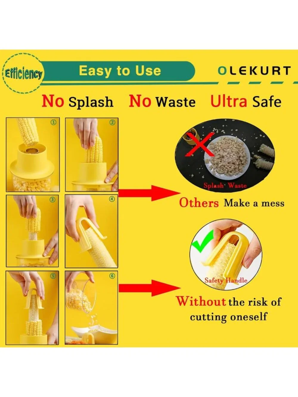 Corn Cob Stripper Tool - Easy Corn Peeler for Fresh Corn on the Cob, Yellow